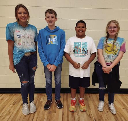 North Rock Creek Middle School recently announced its students of the month for October. From left, they are Daycie Nemecek, Kaleb Bristow, Greyson Sharma, and Adaliah Watts.