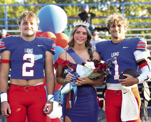 Jaylee Ventris was crowned Chandler’s Homecoming Queen for 2024 Friday night. Her escorts were Grant McGinnis (2) and Cruz Jackson (1). Photo/Brian Blansett