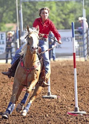Kenzie Cowden and Peaches competing at the International Finals Youth Rodeo. Photo/Brian Blansett