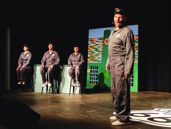 In the foreground, Shawn Miller croons out “Bring My Cadillac Back” as Emma Kalka, Nic Muehlmann and Sharon Reece provide back up at Sept. 12th’s performance of “Route 66 the Musical.” Photo/Jennifer Pryor