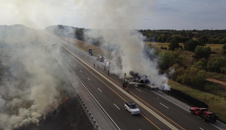 Truck fire on the turnpike