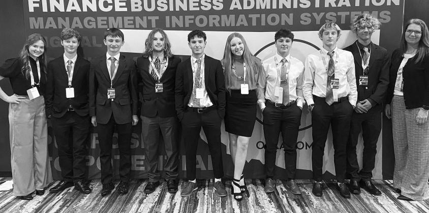 The Chandler High School BPA has qualified for nationals to take place in Chicago, Ill., on May 10-14. Pictured from left to right: Anna Phillips, Robert Wood, Caleb Beloncik, Joel Telford, Caden Scribner, Kalee Peery, Josh Baugher, Kayden Maquire, Kalub Lutz and Michele Underwood. Not pictured is Shakoda Wright. She will be competing in Ethics and Professionalism.