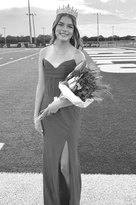 Hailey Johnson was crowned Prague’s football Homecoming queen Friday night before the Red Devils’football game againstValliant. Hailey is a senior. Photo/Monica Johnson