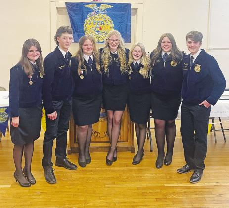 Chandler’s FFA chapter recently elected officers for the next school year. From left, they are Sentinel Katie Wright, Reporter Landon Harkins, Secretary Jillian Frank, President Erika Russell, Vice President Ava White, Chaplain Riley Schafer, Treasurer Christian Moehle.