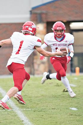 Action from the Stroud vs. Prague football game