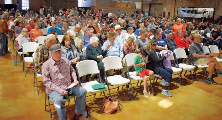 Lincoln County residents attend a meeting hosted by a group that opposes the proposed wind farms in the area. The meeting took place at the Rt. 66 Interpretive Center on March 12. Known as Lincoln County Wind Turbine 2024 on Facebook, the organizers shared information on what they said are potential health risks and more. Photo/Emily Kalka