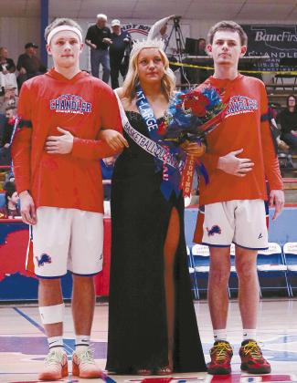 Area schools have been celebrating their homecomings recently, with three crowning their queens in the last few days. Above, Ruthie Capps was crowned the Chandler queen and is shown with her escorts, Zaedyn Hankins (left) and Braiden Findley. Photo/ Brandi Arms. Top right, Meadow Spencer was crowned the Meeker Homecoming queen and is shown with her escort, Aiden Hessman. Photo/Robyn Miller. Right, are Dale Homecoming King Andrew Collins and Queen Kaylyn Solis. Photo/Rick Hester