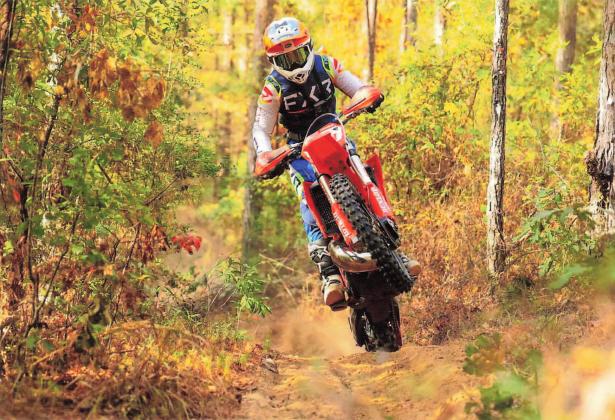 Emma Hasbell of Sparks races down the trail on her Beta motorcycle. This year, she won three national titles. Photo/Vanessa Hulin.