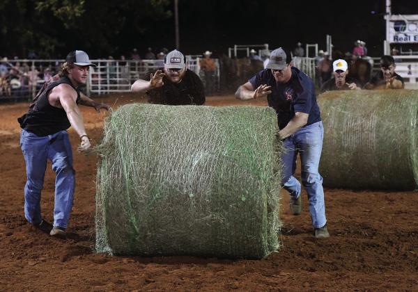 The winners of the Baby Bale race this year were the BancFirst tam of Kelsey Wright, Baylee Sherman and Caroline and Conover, for the fourth straight time in the women’s race, and Hiland Dairy’s team of Colby Britton, Wyatt Cross and Jaxson Walker. In addition to bragging rights, teams compete for charities,which receive $300 if they win. BancFirst’s charity was Chosen House and Hiland’s was St. Jude’s Children Hospital.