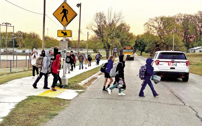 Chandler students use a sidewalk near Park Road Elementary that was completed earlier this year. The community is seeking another grant for a proposed 1.1 mile sidewalk that will connect with the existing one. Photo provided