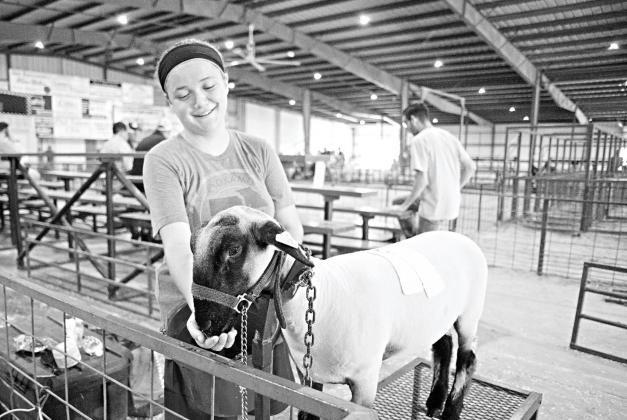 Pictured above, Joann Prince from Wellston with Lamberrt prepare or the sheep show. Photo/Brian Blansett.