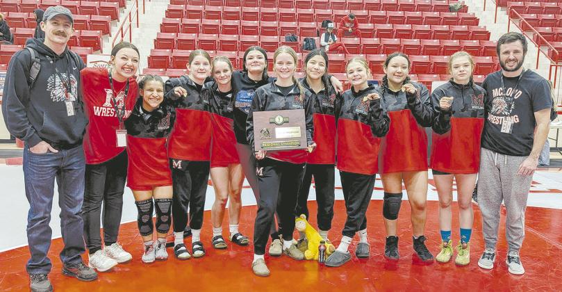 Above, McLoud’s regional champion girls wrestling team, which will head to the state tournament next week.