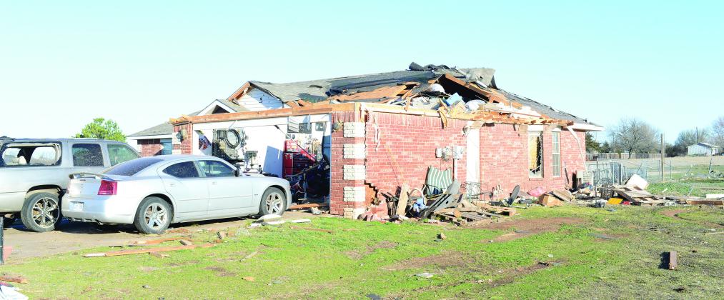 This house located on Rachel Drive south of Moccasin Trail and west of Bryan Street in northeastern Pottawatomie County was heavily damaged Sunday night as severe storms moved through the area, including hurricane-force winds and a tornado. This home was one of 46 in the area that was heavily damaged or destroyed District 1 Commissioner Melissa Dennis said. Photo/Brian Blansett.