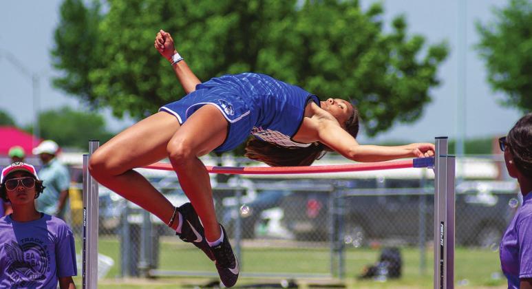 Stroud high jumper Kileigh Mixon winning the Class 2A state championship. Photo/Mario Holland