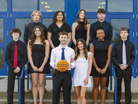 Stroud’s basketball homecoming will be 5:30 p.m. Friday prior to the Tigers’ games with Meeker. Pictured above is the court: Queen Peyton Davis and escort Jackson Campbell; senior attendant Amarie Bobo and escort Jacob Beck; junior attendant Miyah Clark and escort Sam McCammon; sophomore attendant Mia Moore and escort Mason Eversole; and freshman attendant Brennyn Neeley and escort Leelyn Neuman. Photo/Beth Young