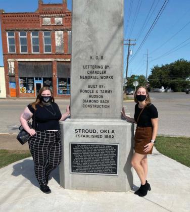 Pictured above, Gracie Szakin and Joey Hoecker stand beside the Stroud Oblisk. Photo/submitted.