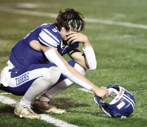 Stroud quarterback Jeremiah Cropp takes a moment at the end of the game. Photo/Brian Blansett