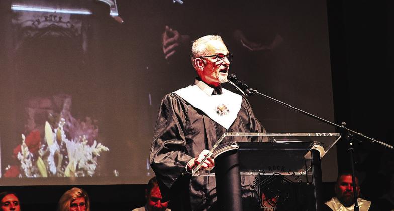 High school principal Chad Booking presents the class of 2026. Photo/Sheryl Gowin