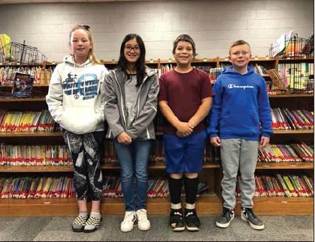 Above, Park Road Elementary School students who won the Jr. High Student Council Veterans’ Day Thank You Card Contest. Left to right: Kennedy Allen, 6th grade, 1st Place; Lexi Martzall, 6th grade, Runner-up; Anthony Bomsberger, 5th grade, 1st Place; Mark Mascho, 5th grade, Runner-up. The contest was sponsored by BancFirst. 1st place winners won $25.00 each. Runners-up won $15.00 each. Students gave the cards to veterans at the luncheon at the American Legion. Photo/ submitted