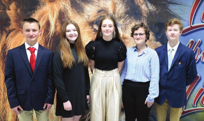Left to right, Caleb Beloncik, Anna Phillips, Sydney Duncan, Lory Dugger, Robert Wood. Photo/Brian Blansett