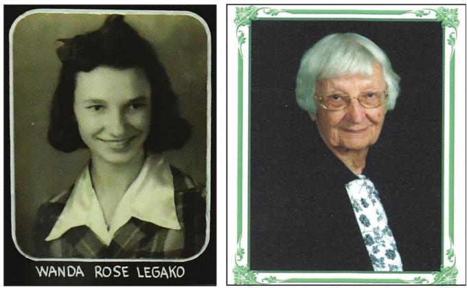 Wanda Legako’s picture on the 1943 senior class panel at Wellston High School, left, and later in life.