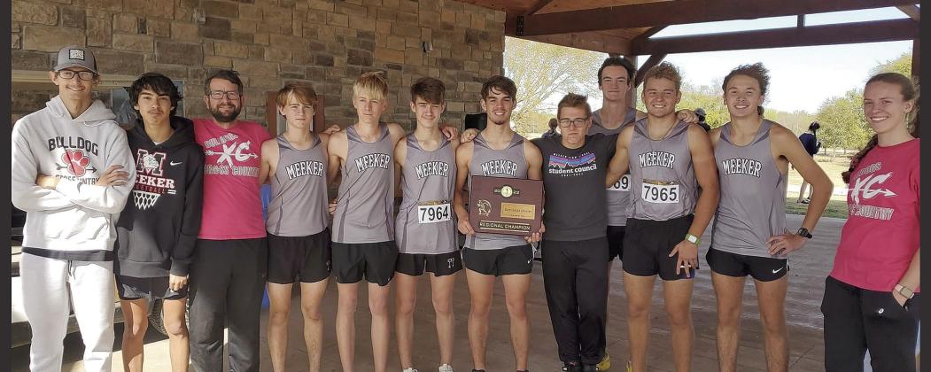 The Meeker boys’ cross-country team, above, won the regional cross-country championship at Checotah Saturday.