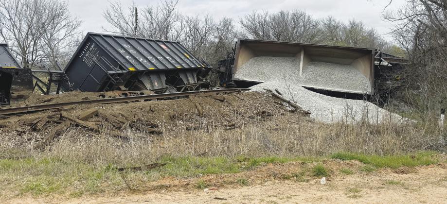 The scene east of Davenport where part of a train derailed on Saturday afternoon. Photo provided by Emergency Management