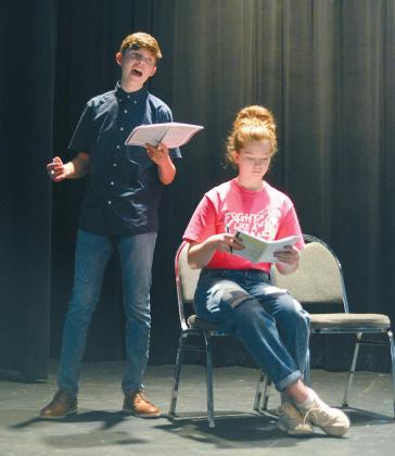 Trevor Spruill and Anna Phillips rehearsing for regional one-act play competition. Photo/Brian Blansett