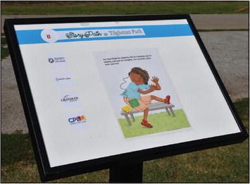 One of the story boards along the path. Photo/Emily Kalka
