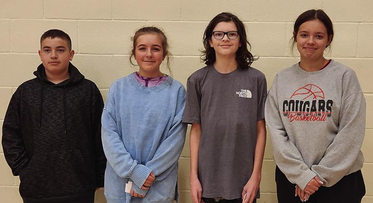 North Rock Creek announced its students of the month recently. The high school students of the month, pictured above left, are Ezra Wind (12th), Courtney Melton (12th), Sawyer Stuteville (11th), Olivia Burgsten (11th), Mariella Stewart (10th), Addison Anderson (9th), Alexander Monge (10th). Not pictured is Jackson Robertson (9th). Middle schools, pictured above right, are 7th Graders Zaedyn Crabb and Bella Barker, 8th Graders Dylan McKey and Everleigh Hinton-Slavin.