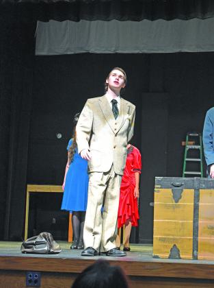 Zeke Hicks (Marshall) delivers a monologue during a performance of “Murder Box” on Sept. 24. The one act is a murder mystery with a film noir vibe. Photo/Emily Kalka
