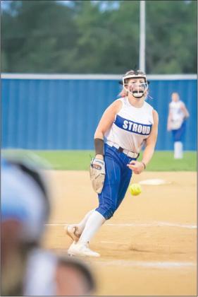 Stroud freshman Gabby Murfin delivers one to the plate during the Lady Tigers’ three-way with Davenport and Wellston last week. Photo/Mario Holland