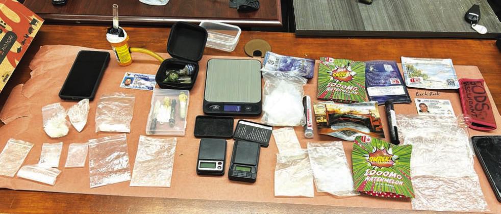 Above are paraphernalia found during the search of a residence on Jim Thorpe Blvd. in Prague on Oct. 22. Photo/ Sheriff Kevin Garrett