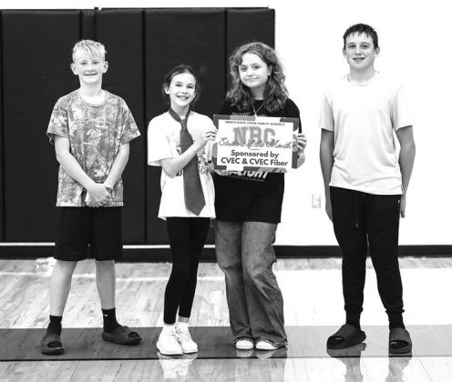 Pictured on the left are the Students of the Month for September from North Rock Creek Middle School. Seventh Grade: Oaklen Danker and Nora Fuller; Eighth Grade: Zoey Benn and Lane Clifton. On the right are the NRC High school Students of the Month for September. Freshman: Lia Swantek and Bryson Malone; Sophomore: Eden Neal and Baron Adcock; Junior: Derek Jackson and Bella Acock; Senior: Carly McCaslin and Hank Aldrich. Photos/Jessica Phillips