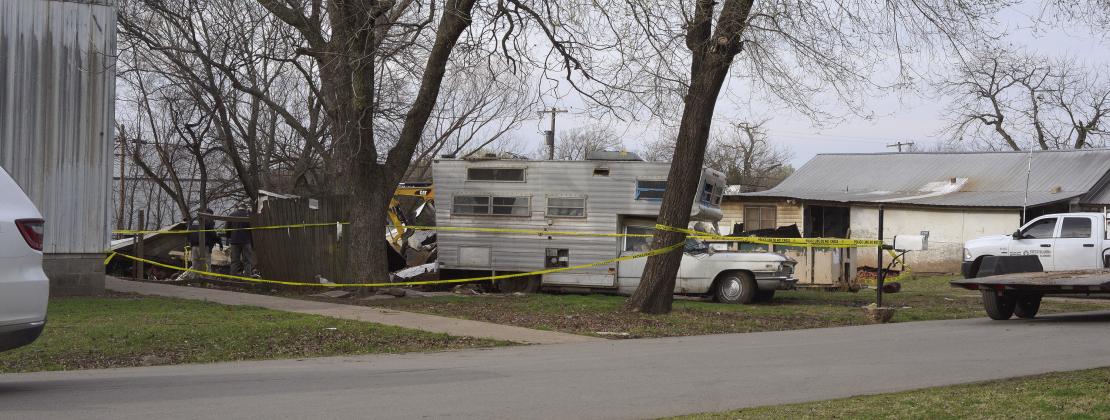 The scene at 10 W. 4th in Stroud last week after a fire that turned out to be fatal. Photo/ Baylee Blancarte