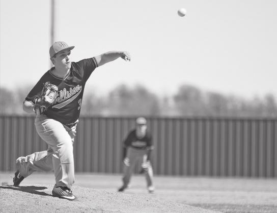 Wellston pitcher Kade Johnson delivers a pitch against Cushing Thursday in the Stroud tournament. Photo/Brian Blansett