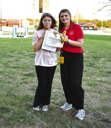 Parker Guinn from Chandler Junior High is the Middle School Division Winner of Canadian Valley Electric Cooperative’s 2026 Annual Flag Retirement Essay contest. The contest challenged local students to explore the theme of “Why is Taps Played?” Guinn won a $250 scholarship and read her essay at the flag retirement ceremony heldonTuesday,Oct.13atCVEC. Photo/CVEC
