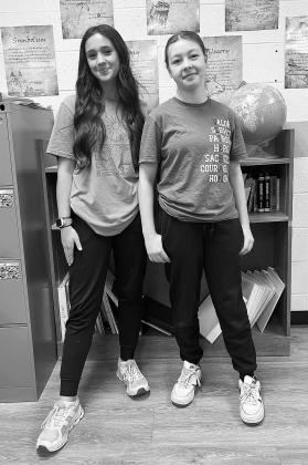 Pictured left to right are the winners of the Poetry Contest: Addilyn Miller (1st Place, 8th Grade) and Paisley Schardt (2nd Place, 7th Grade). Photo/Pam Anderson