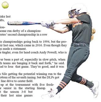 Nevah Ray slugs a home run in Davenport’s state quarterfinals game against Red Oak. Photo/Brian Blansett