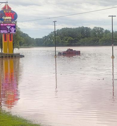 High water in the parking lot of the Ioway Casino west of Chandler. Photo/provided