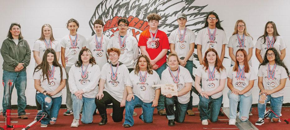 Above, North Rock Creek’s archery team and, below McLoud’s.
