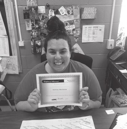 Ashley Barbosa from McLoud Junior High, above, and McLoud Early Childhood Center teachers Doris Perry, Sally Thomason, Principal, LaRhonda Hall were some of the recipients of McLoud Educational Foundation grants. Photos provided
