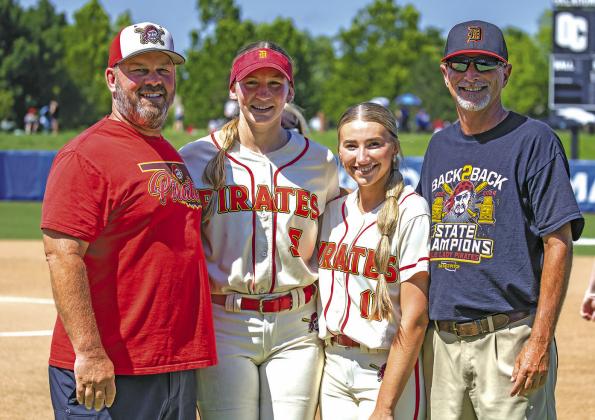Coach/Principal Eric Muncy, Teague Muncy, Kinsley Hill, Coach Andy Powell. Teague was also academic all-state. Photo/Rick Hester