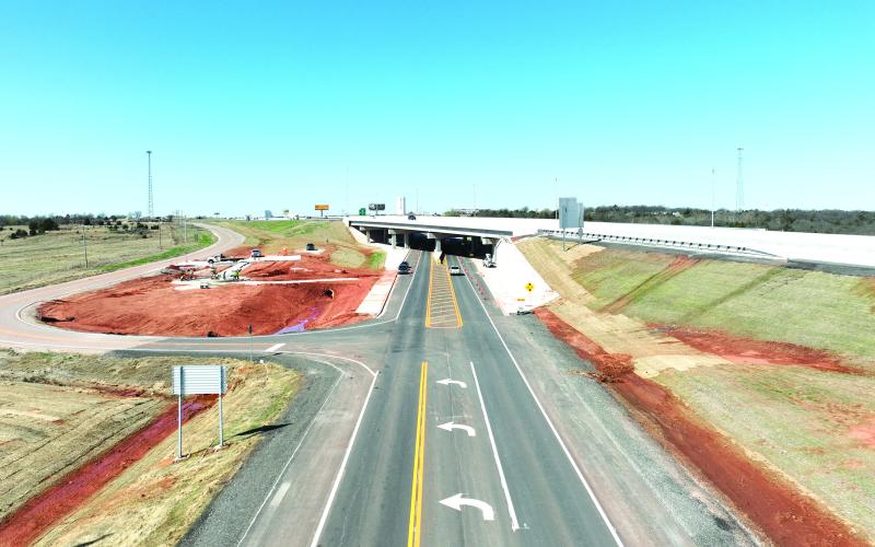 Improvments on the Turner Turnpike at Wellston are essentially completed outside of some finishing touches. They included building a new bridge over Route 66 and an art installation that is soon to be complete. Photo/Oklahoma Turnpike Authority