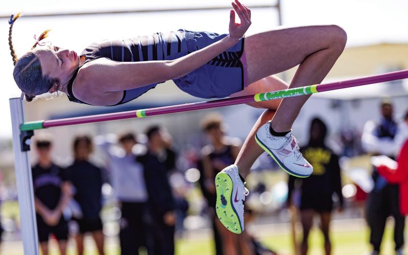 Sophie Young cleared 5 feet, 4 inches at the Tiger Classic Saturday, but didn’t know it at the time. Photo/Beth Young