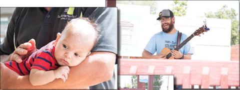 Top, Eric Barnes performed song covers at the Wellston street feast and festival last Saturday afternoon. Left, Ermitt Brazille, Janice Brazille, and Wendi Brazille enjoyed the day. Photos/Jessica Pollard