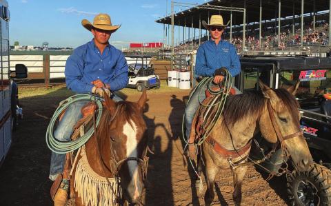 Bode Gatlin, left, of Meeker and Jim Watkins at the IFYR