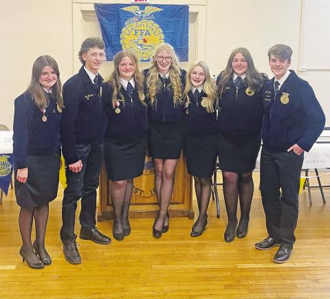 Chandler’s FFA chapter recently elected officers for the next school year. From left, they are Sentinel Katie Wright, Reporter Landon Harkins, Secretary Jillian Frank, President Erika Russell, Vice President Ava White, Chaplain Riley Schafer, Treasurer Christian Moehle.