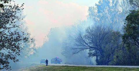 Grass fire on Highway 18