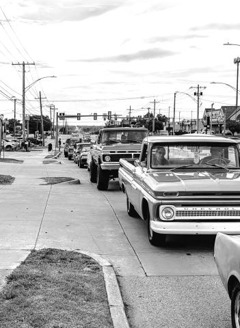 A line of hopeful participants inches its way down the road in Tulsa on Saturday toward the staging area at Expo Square for the Route 66 Capital Cruise. The event broke the Guinness Book of World Records for the longest classic car parade; however, it wasn’t without its share of logistical issues. Hundreds were left out of the parade after being stuck in a traffic jam and were unable to even enter the staging area. That didn’t stop the celebrations for the historic day. 